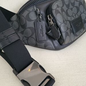 Coach Signature Black and Gray Belt Bag